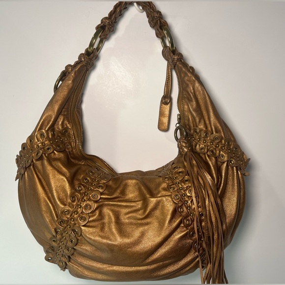 Isabella Fiore Handbags - Vintage Isabella Fiore Genuine Soft Glove Leather Embellished Hand/Shoulder Bag